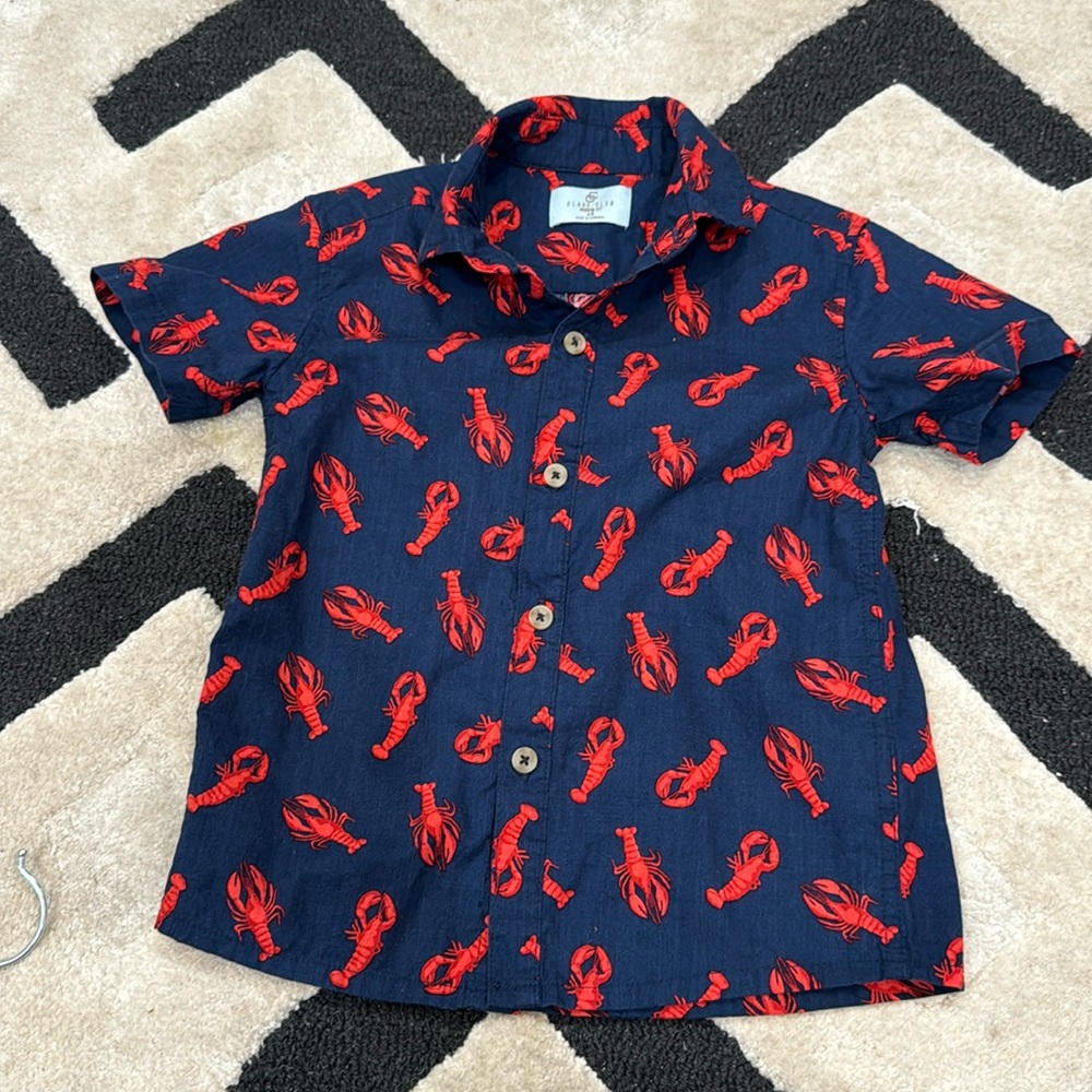 Lobster/crawfish button up shirt boys 4/5